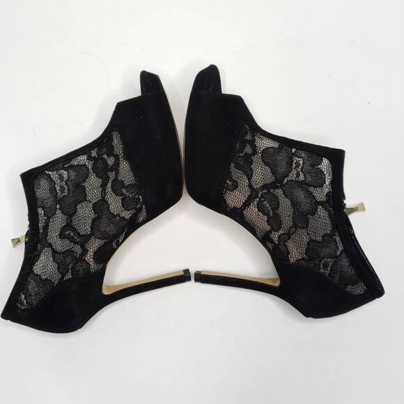 Kate Spade Florentina Lace Peep Toe Bootie Black Italy Suede Women 5.5 - Picture 7 of 9